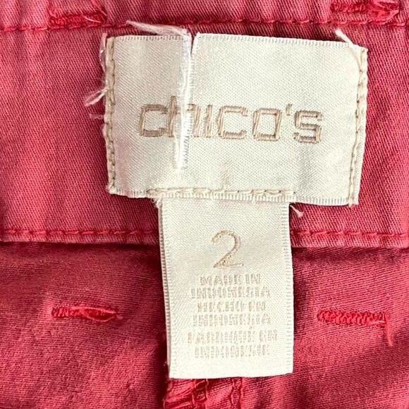 Chicos Dark Salmon Pink Khaki Pants Ladies Size 2 - Picture 3 of 10